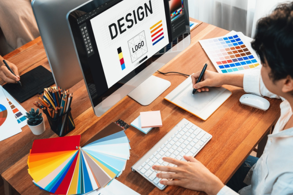 A professional creative team reviewing UI/UX concepts, website layouts, and e-commerce content strategies for client growth. This reflects Logo Majesty’s core services such as design, web development, digital marketing, and Amazon enhancement solutions like A+ content, B+ modules, and Storefront design for brands in Chennai.